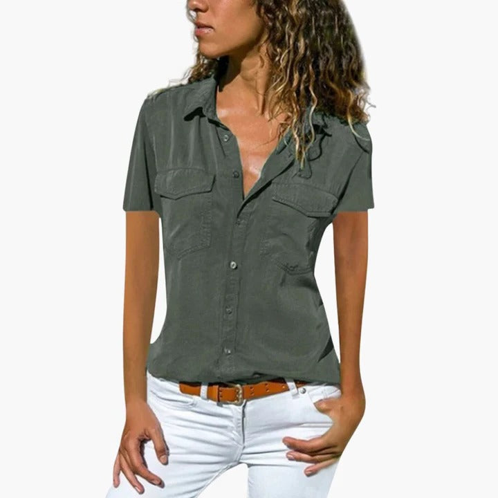 Darlene | Short Sleeve Button Up Shirt