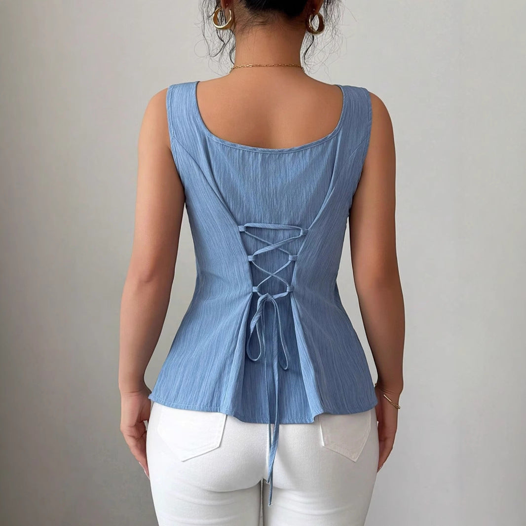 Froline | Sleeveless Spring Square Neck Top