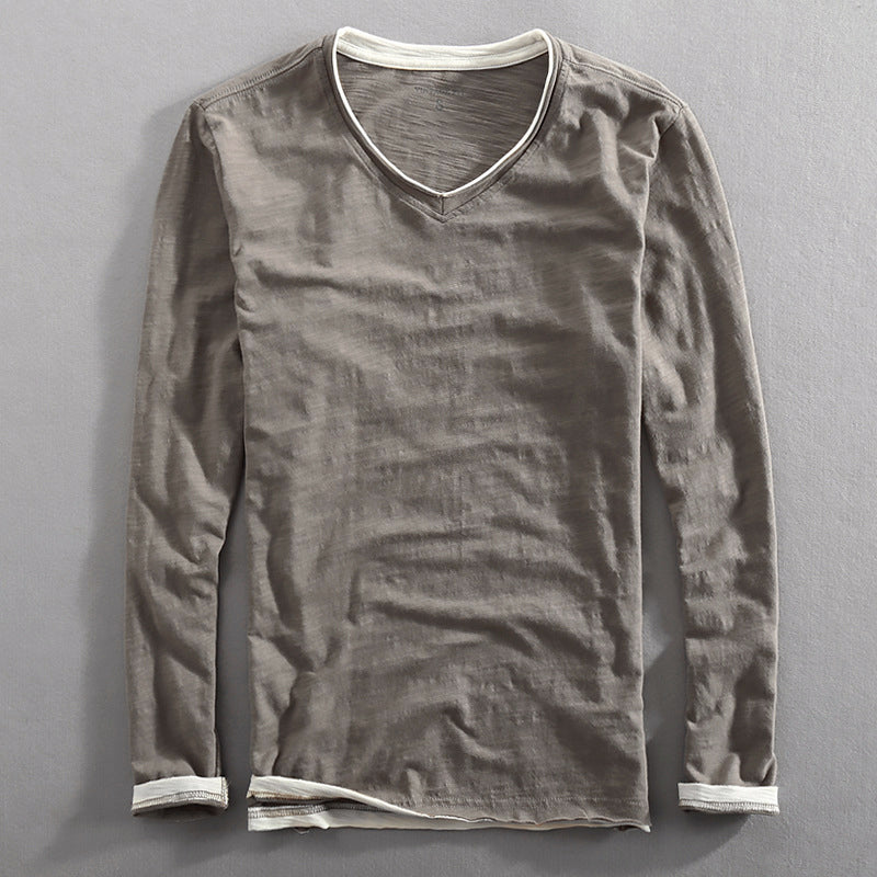 Gabriel | Men’s Cotton V-Neck Long Sleeve Shirt