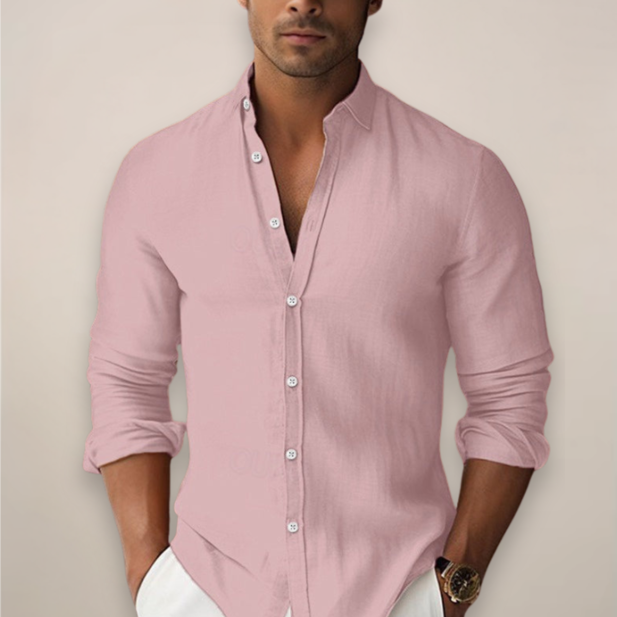 Jezrel | Men’s Linen Short Sleeve Button-Up Shirt