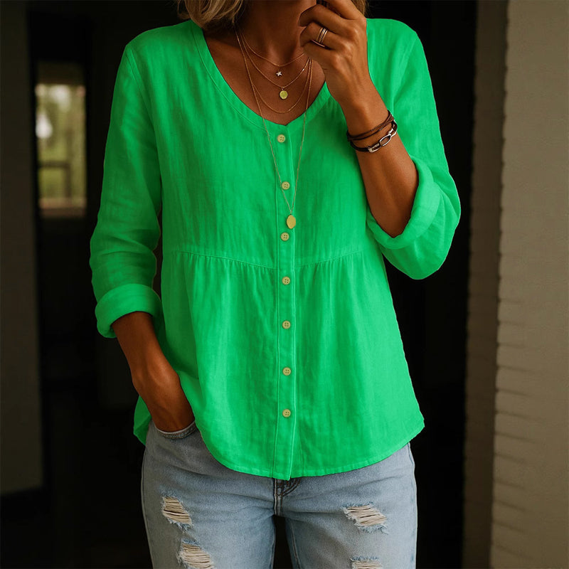 Rhea | V-Neck Button Front Shirt