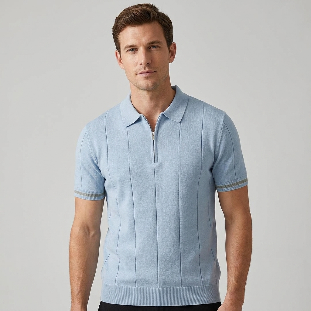 Anzies | Men's Knit Polo Shirt with Quarter Zip