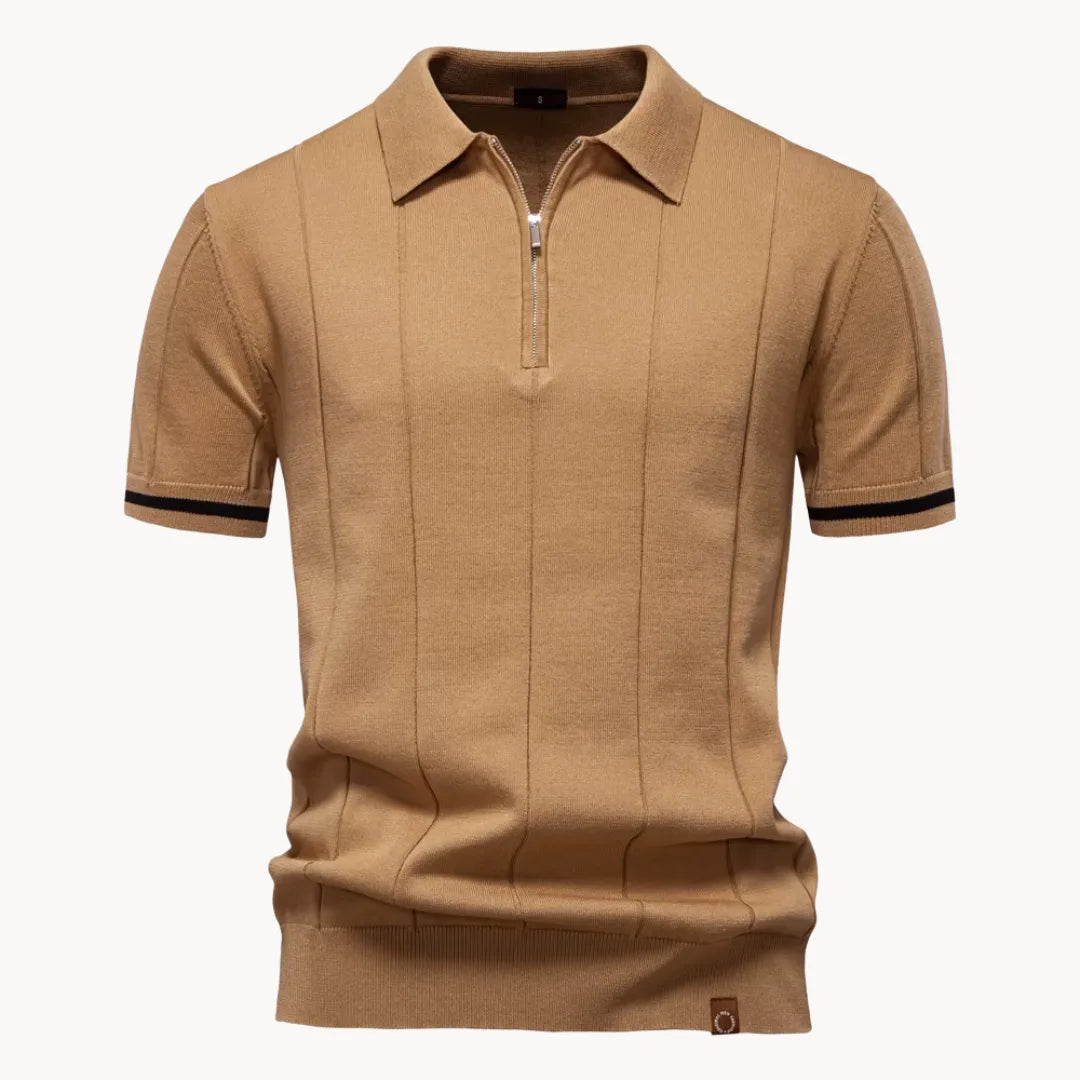 Anzies | Men's Knit Polo Shirt with Quarter Zip
