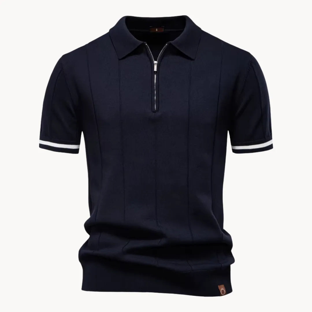 Anzies | Men's Knit Polo Shirt with Quarter Zip