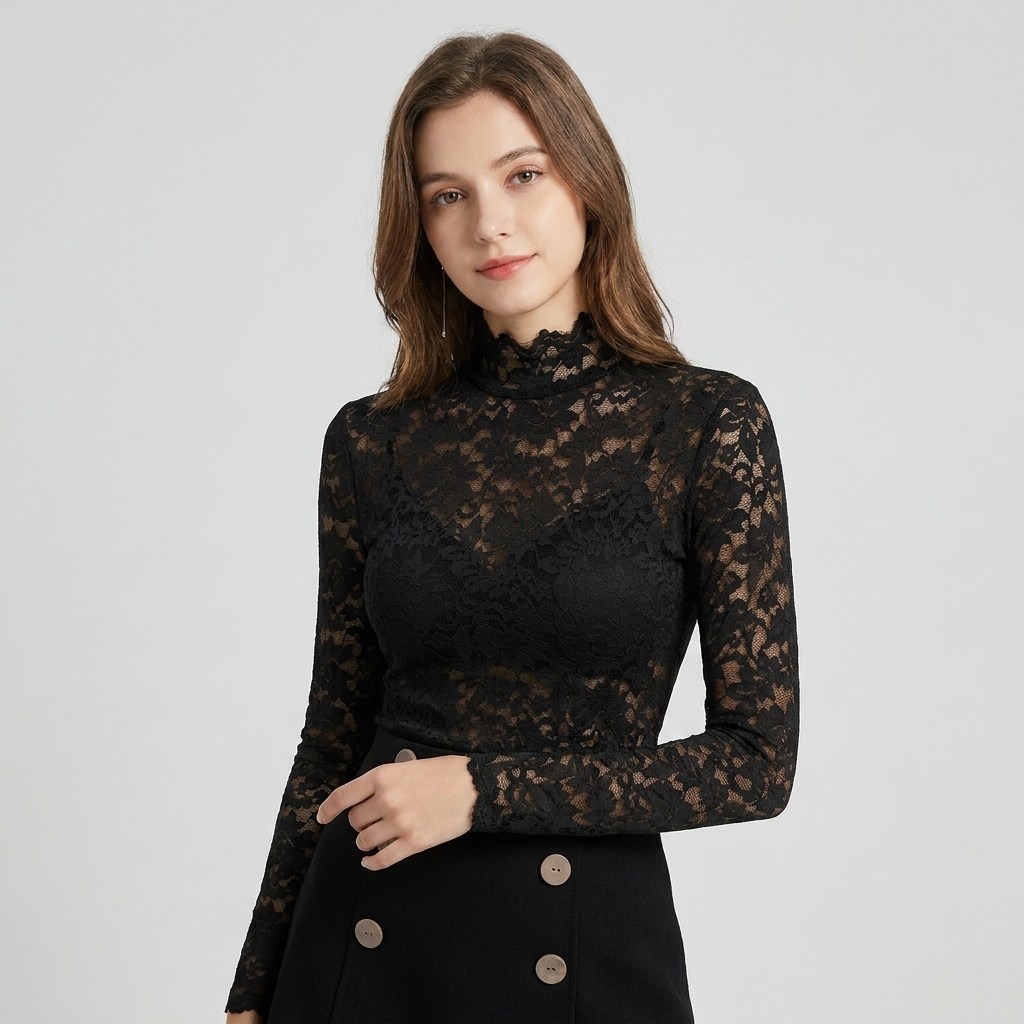 Atasha | High Neck Spring Lace Blouse