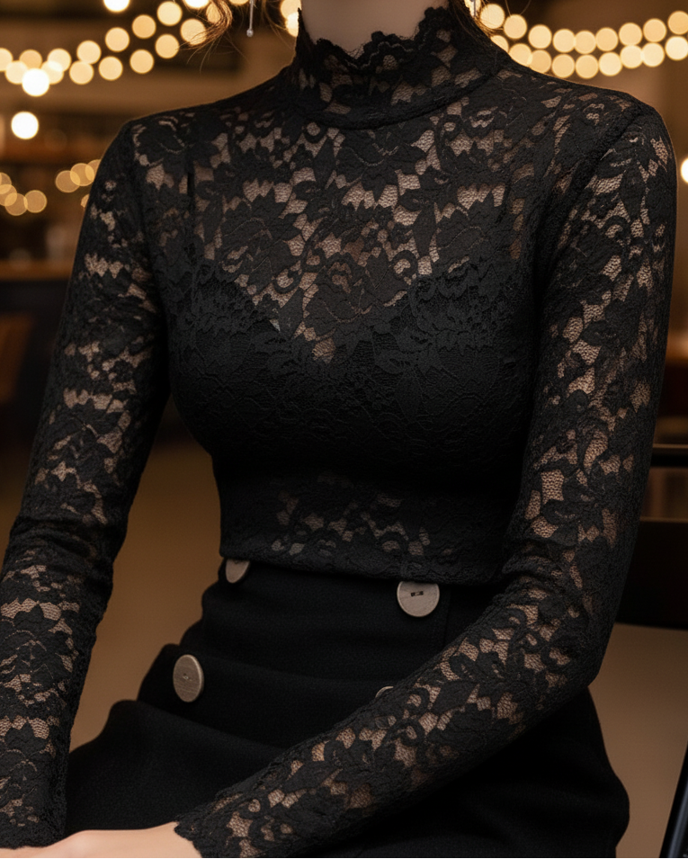 Atasha | High Neck Spring Lace Blouse