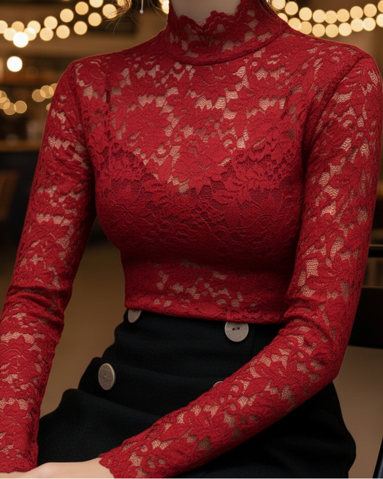 Atasha | High Neck Spring Lace Blouse