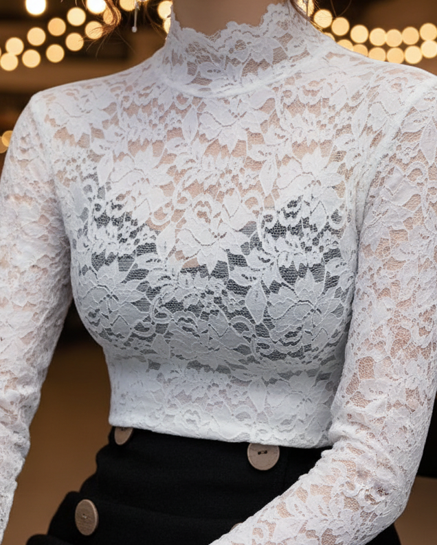 Atasha | High Neck Spring Lace Blouse