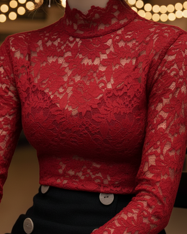 Atasha | High Neck Spring Lace Blouse