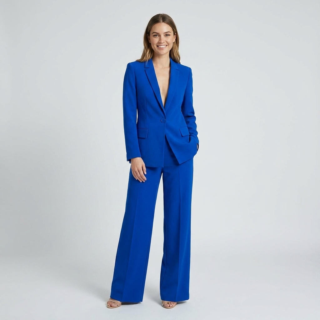 Barbara | Women's Plunge Button Blazer Trouser Suit Set