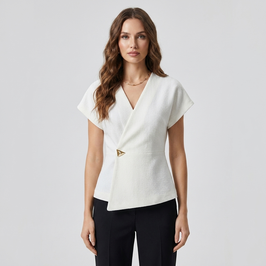 Zina | Wrap Front V Neck Blouse