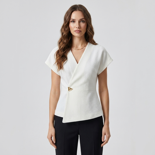 Zina | Wrap Front V Neck Blouse