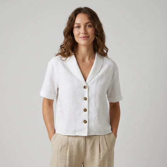 Cynthia | V-Neck Women's Blouse with Buttons