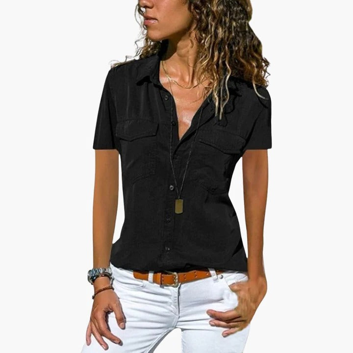 Darlene | Short Sleeve Button Up Shirt