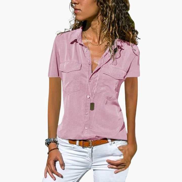 Darlene | Short Sleeve Button Up Shirt