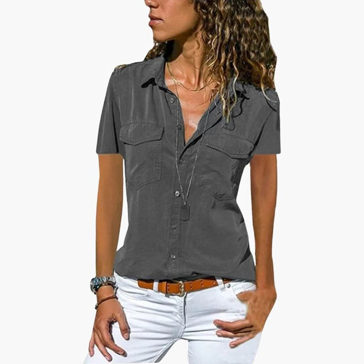 Darlene | Short Sleeve Button Up Shirt