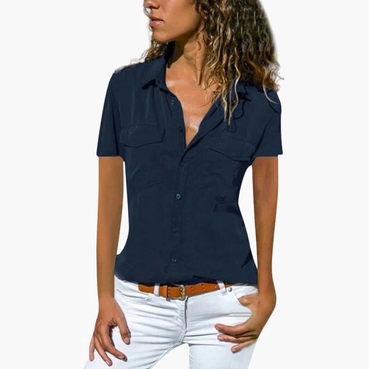 Darlene | Short Sleeve Button Up Shirt