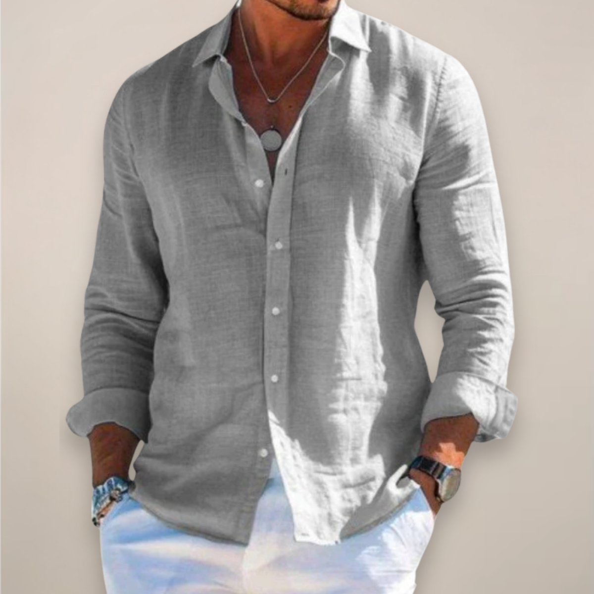 Davey | Men's Linen Casual Long Sleeve Summer Shirt