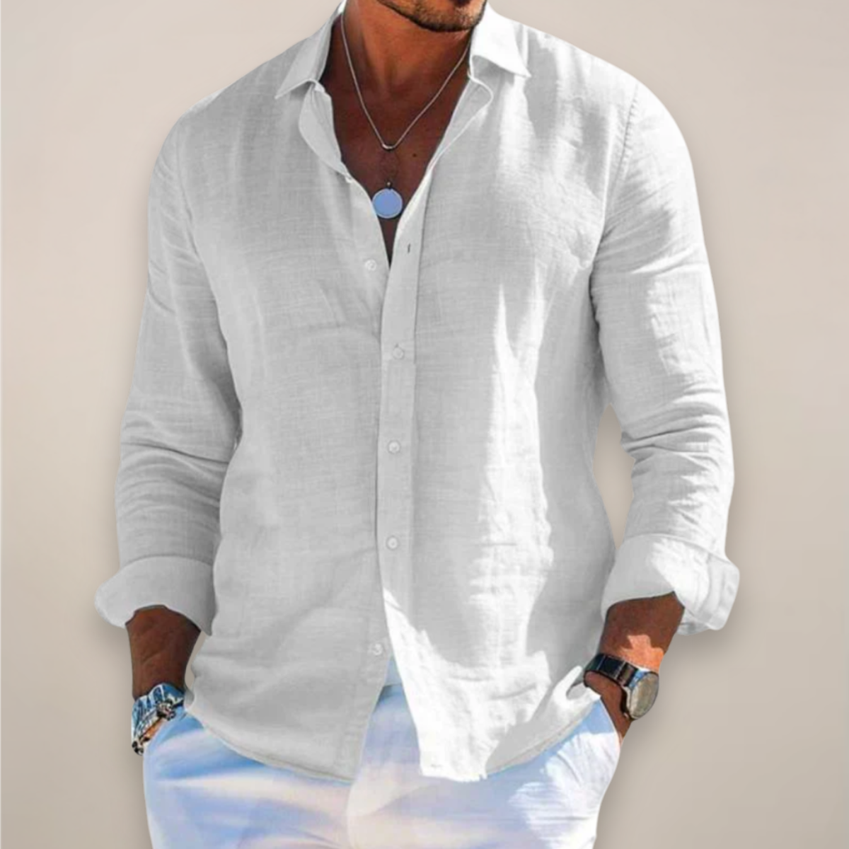 Davey | Men's Linen Casual Long Sleeve Summer Shirt