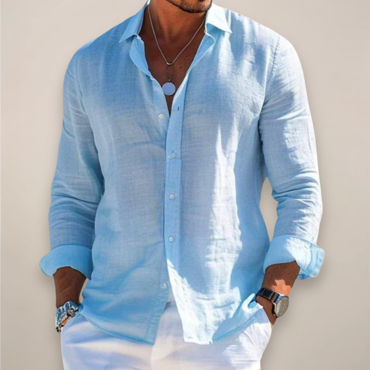 Davey | Men's Linen Casual Long Sleeve Summer Shirt