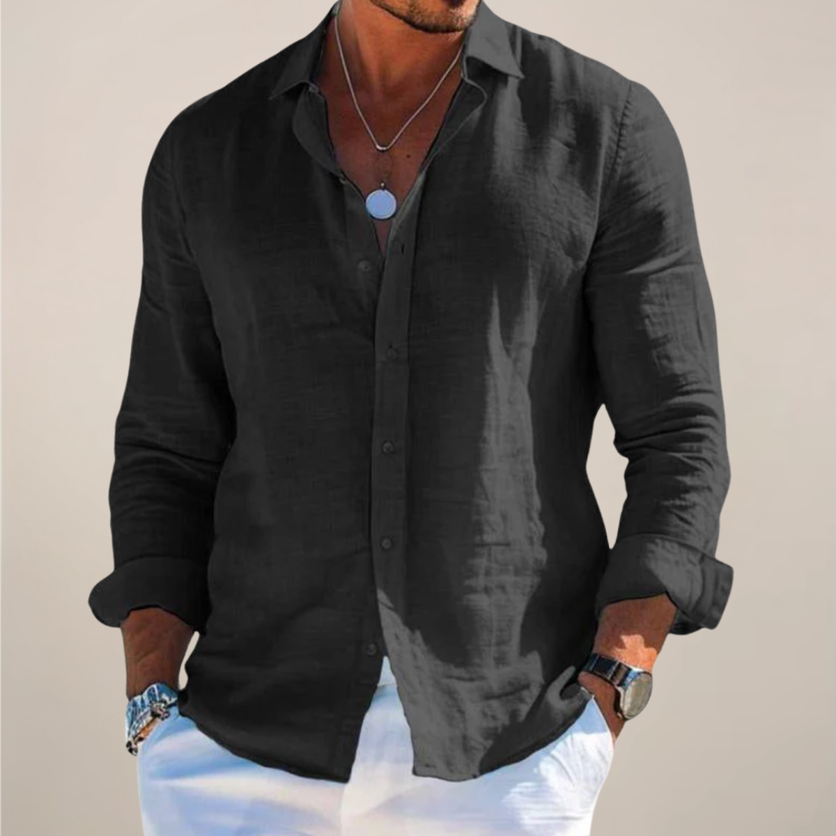 Davey | Men's Linen Casual Long Sleeve Summer Shirt