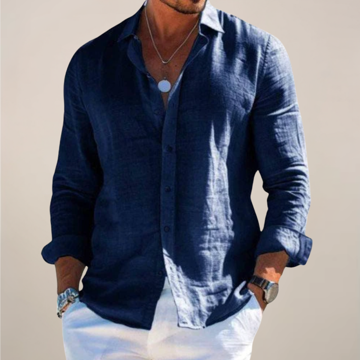 Davey | Men's Linen Casual Long Sleeve Summer Shirt