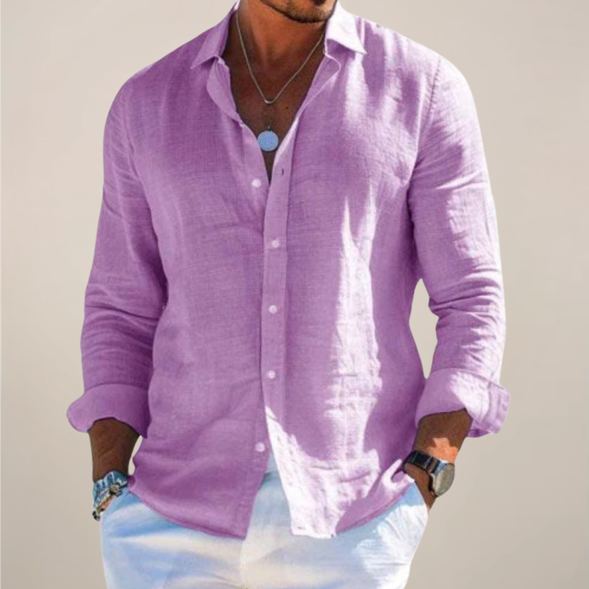 Davey | Men's Linen Casual Long Sleeve Summer Shirt