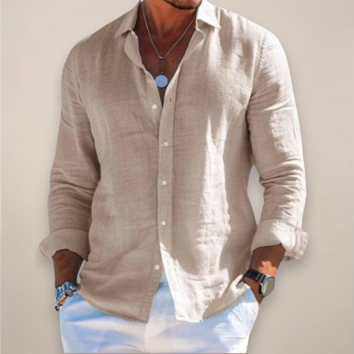 Davey | Men's Linen Casual Long Sleeve Summer Shirt