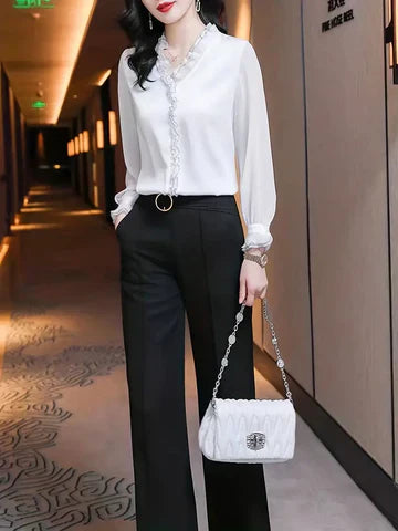 Deborah | Long Sleeve Ruffle Blouse