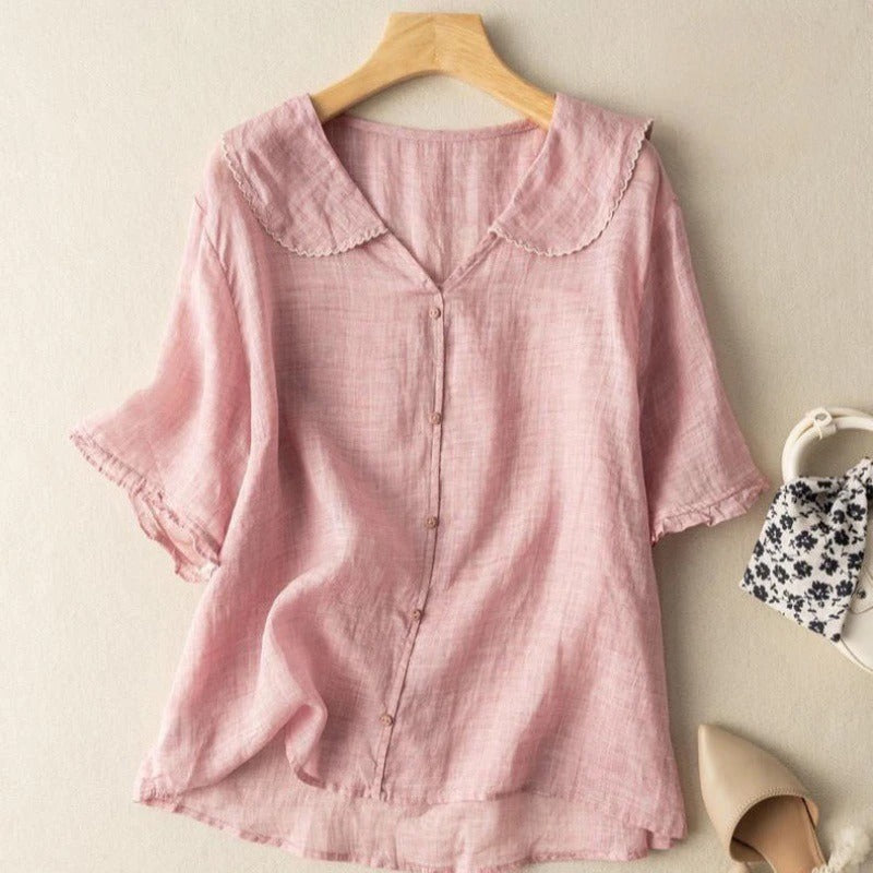Ellah | Women’s Button Front Short Sleeve Top