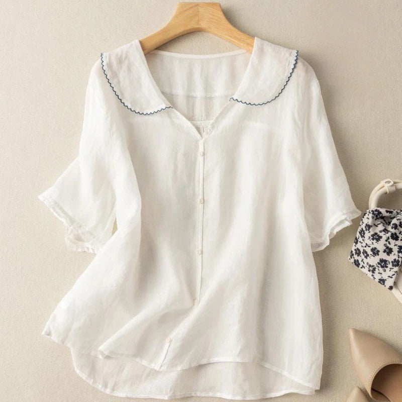 Ellah | Women’s Button Front Short Sleeve Top
