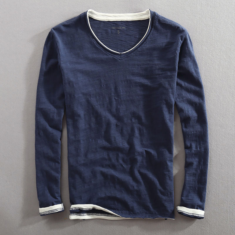 Gabriel | Men’s Cotton V-Neck Long Sleeve Shirt