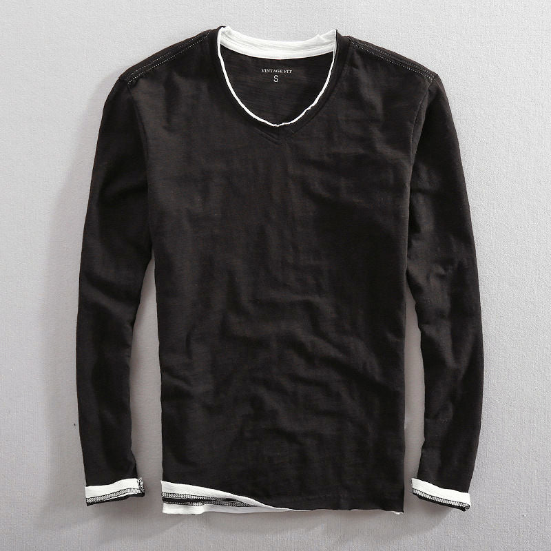 Gabriel | Men’s Cotton V-Neck Long Sleeve Shirt