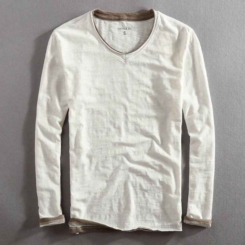 Gabriel | Men’s Cotton V-Neck Long Sleeve Shirt