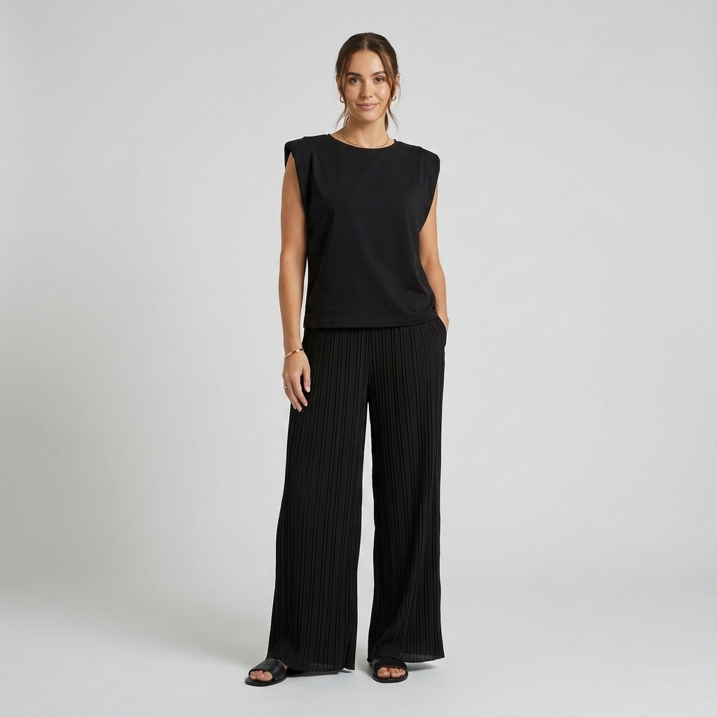 Heather | Women's Chic Pleated Trousers and Top Set