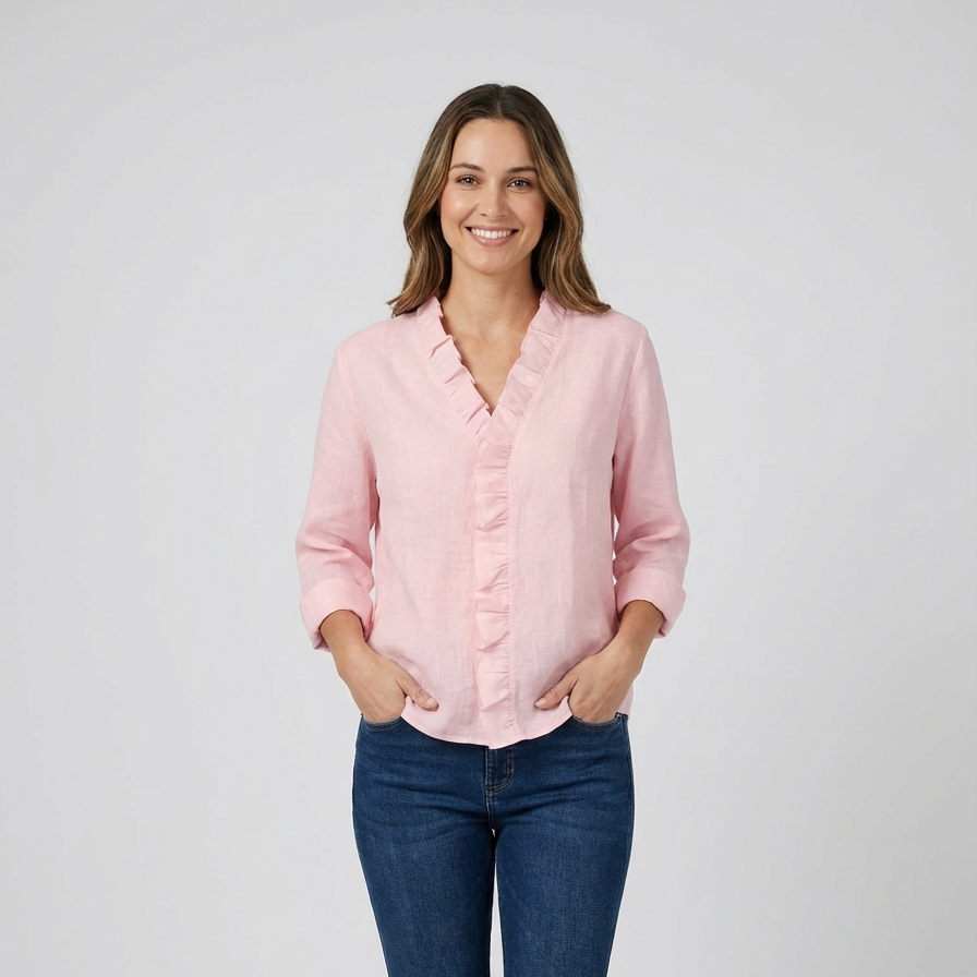 Jairah | Ruffle V-Neck Casual Blouse