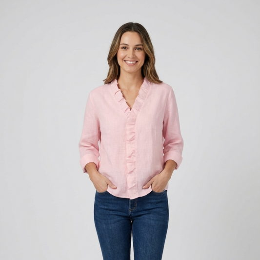 Jairah | Ruffle V-Neck Casual Blouse