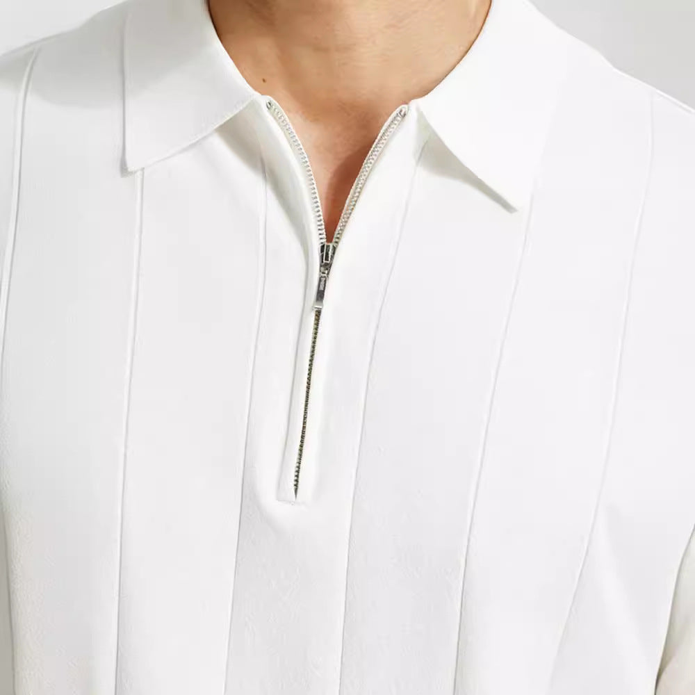 Janriel | Men’s Quarter-Zip Polo with Vertical Stripes