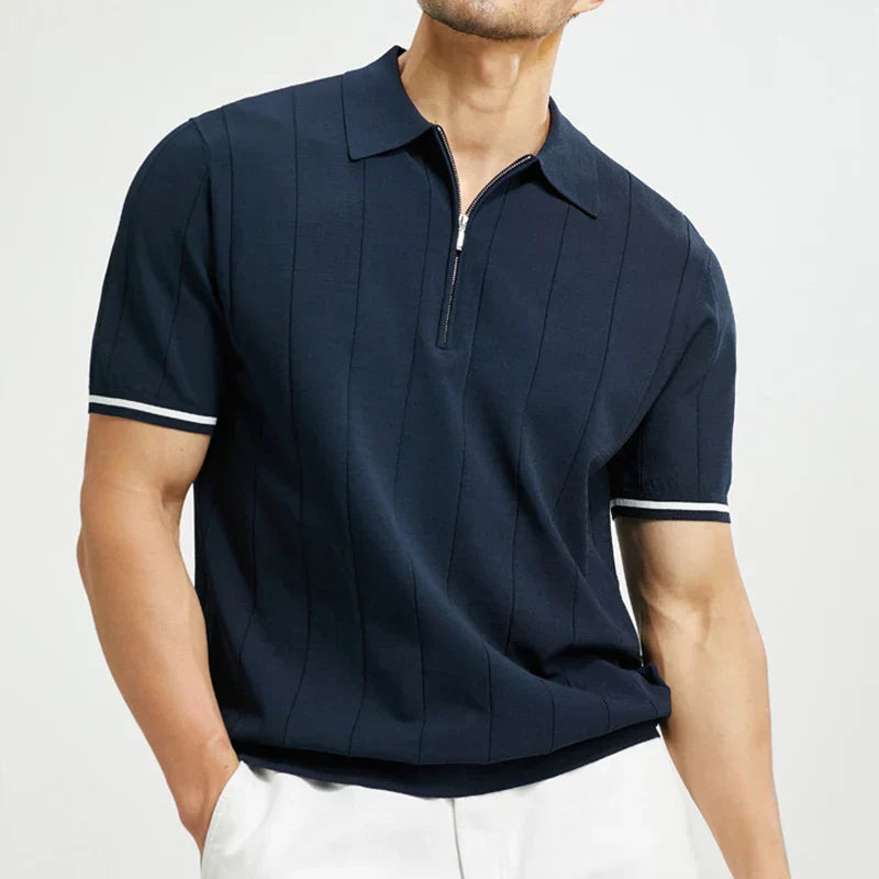 Janriel | Men’s Quarter-Zip Polo with Vertical Stripes