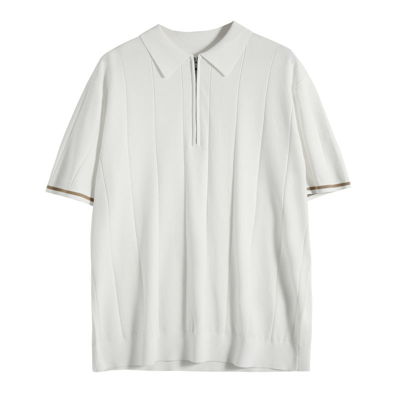 Janriel | Men’s Quarter-Zip Polo with Vertical Stripes
