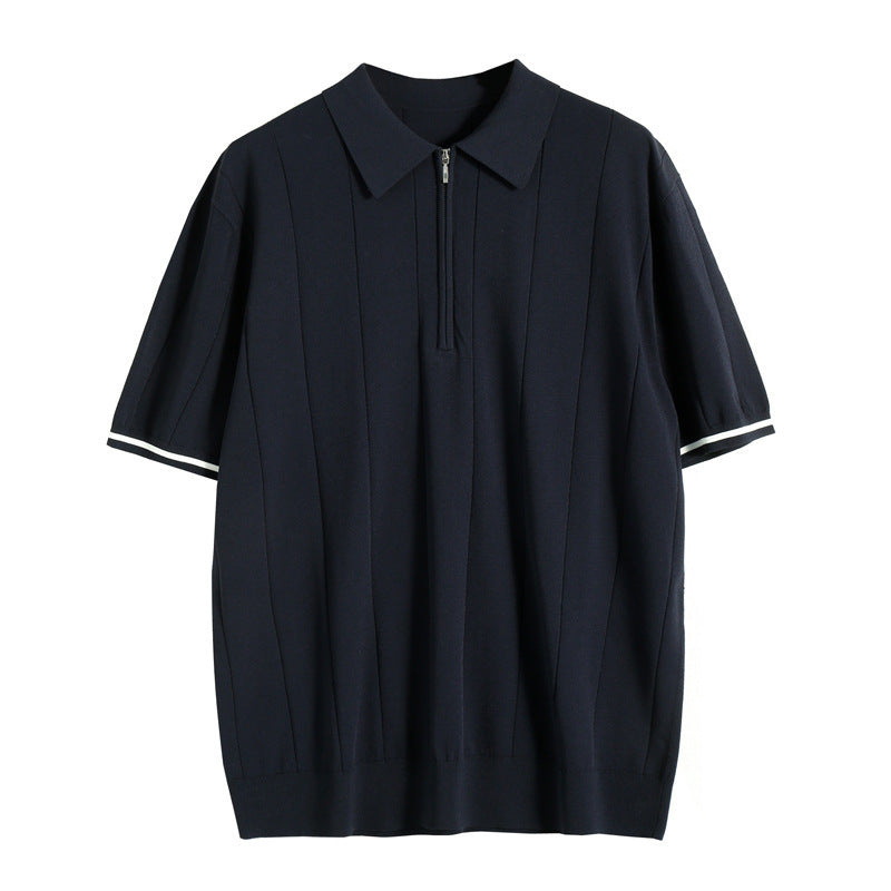Janriel | Men’s Quarter-Zip Polo with Vertical Stripes