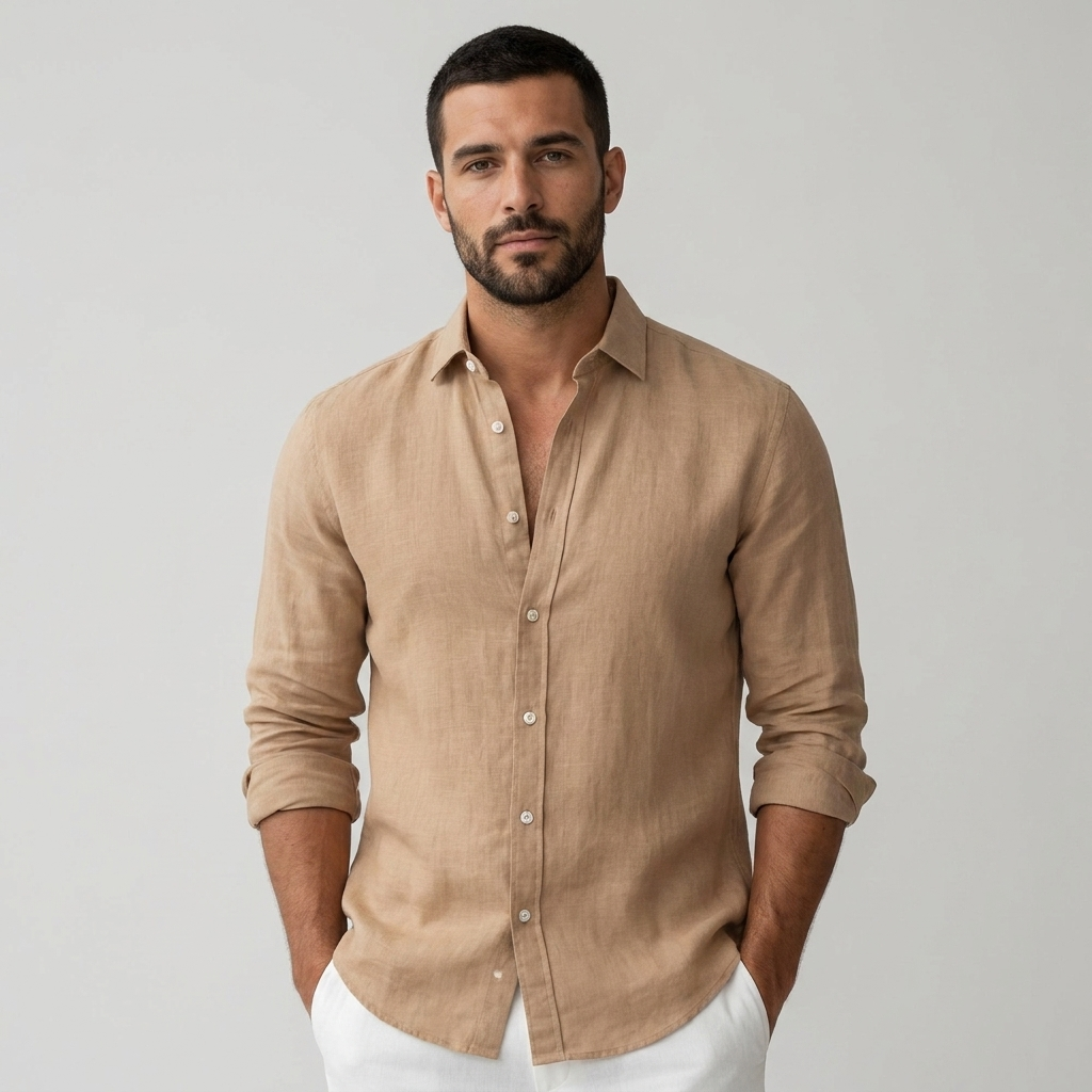Jezrel | Men’s Linen Short Sleeve Button-Up Shirt
