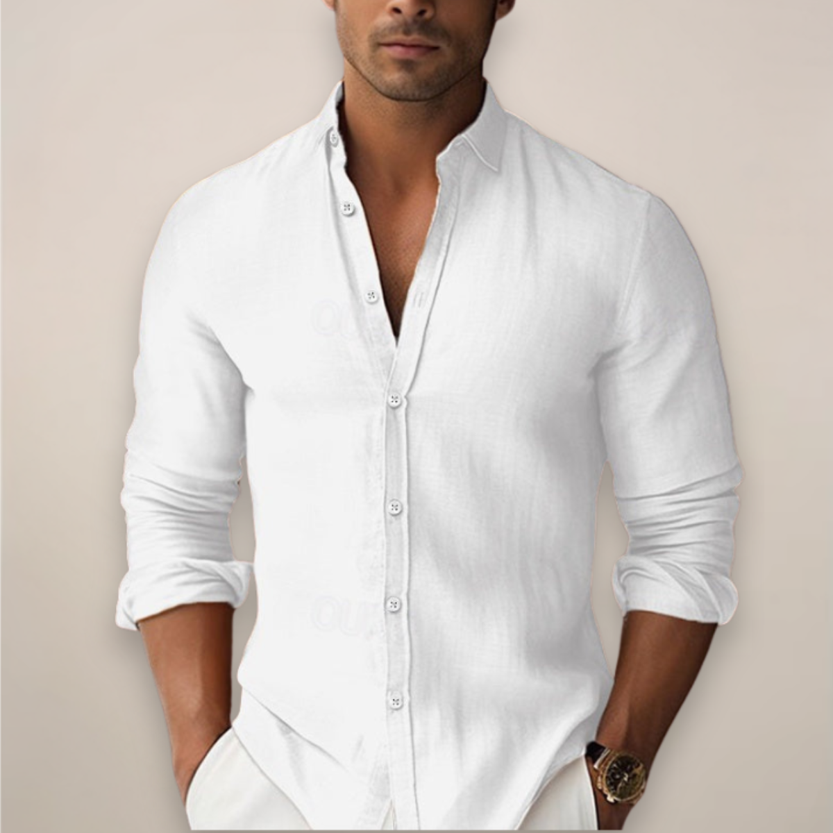 Jezrel | Men’s Linen Short Sleeve Button-Up Shirt