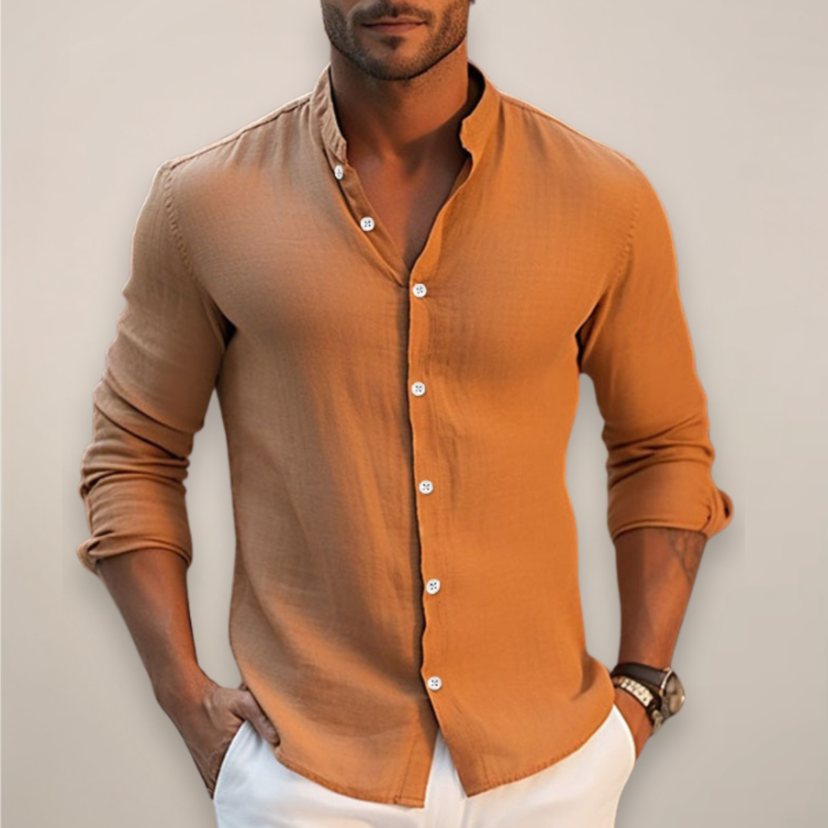 Jezrel | Men’s Linen Short Sleeve Button-Up Shirt