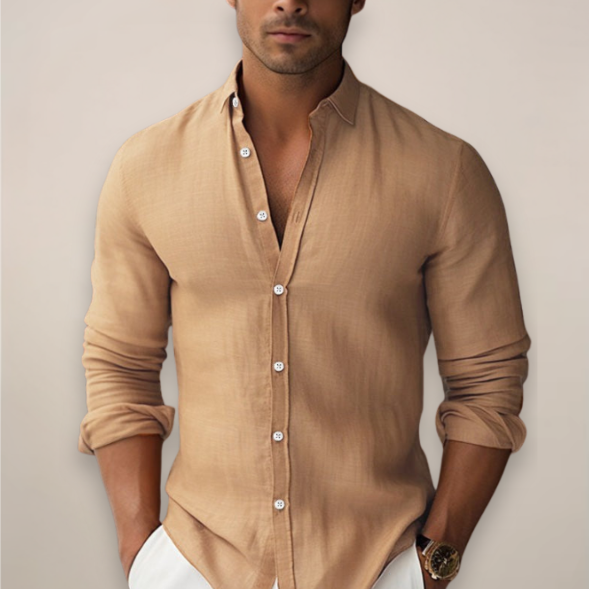 Jezrel | Men’s Linen Short Sleeve Button-Up Shirt