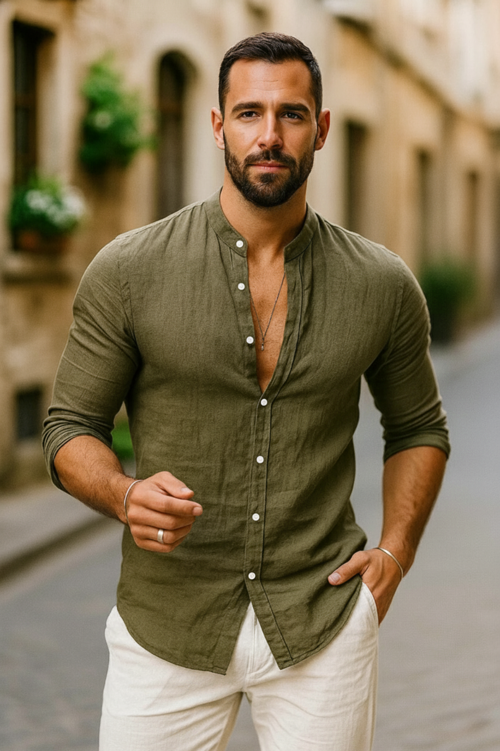 Justin | Men’s 3/4 Sleeve Casual Shirt for Spring Summer