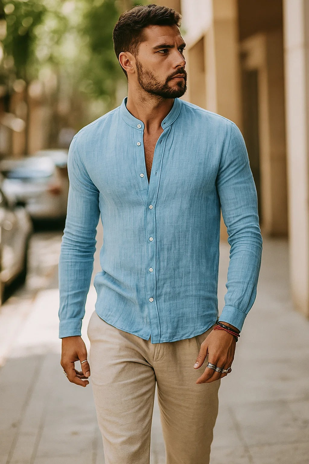 Justin | Men’s 3/4 Sleeve Casual Shirt for Spring Summer