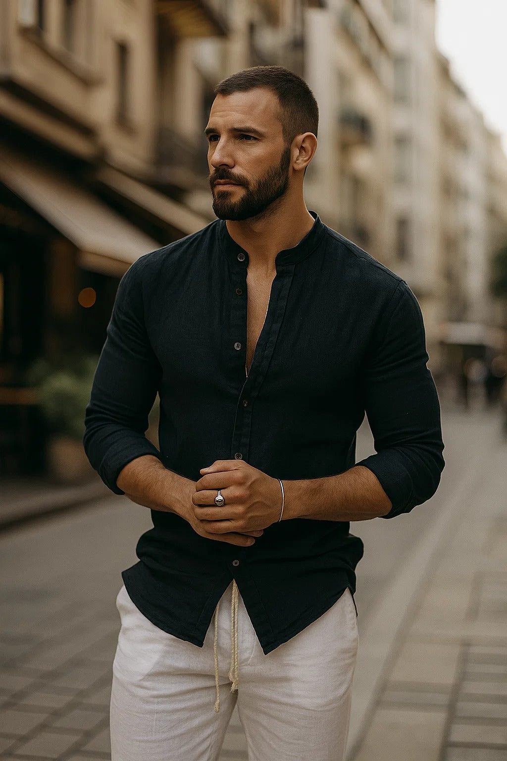 Justin | Men’s 3/4 Sleeve Casual Shirt for Spring Summer