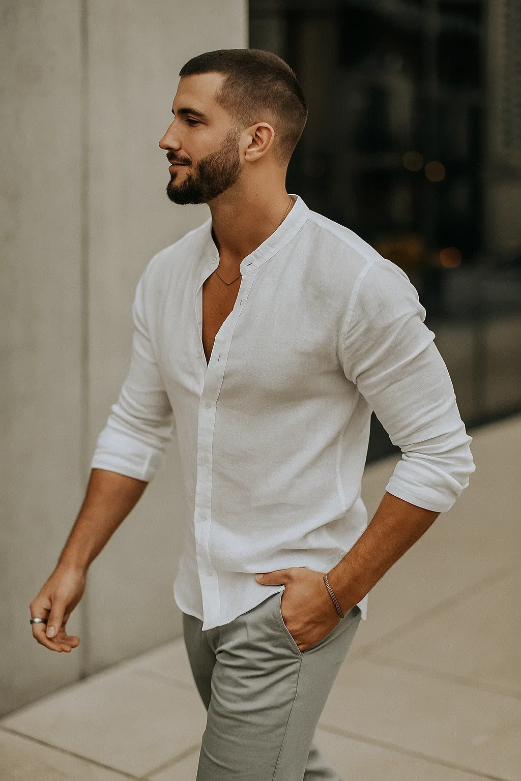 Justin | Men’s 3/4 Sleeve Casual Shirt for Spring Summer
