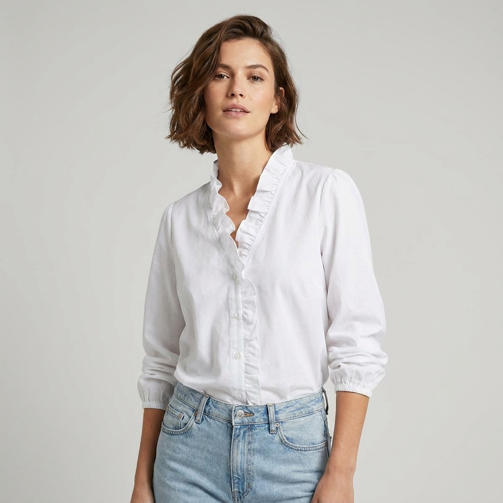 Kathryn | Ruffle Trim Wrap Blouse